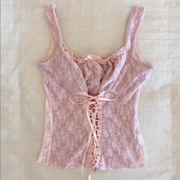 vintage 3 suisses pink milkmaid top - Picture 3 of 5